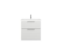 burgbad Eqio Slim lavabo en céramique avec meuble sous-lavabo et éclairage LED, 620x490x640mm, SHBU062F6582C0001G0146, SHBU062F6582C0001G0146, Colorazione: Bianco opaco / Bianco opaco, maniglia cromat