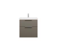 burgbad Eqio Slim lavabo en céramique avec meuble sous-lavabo et éclairage LED, 620x490x640mm, SHBU062F2010C0001G0146, SHBU062F2010C0001G0146, Colorazione: Grigio lucido / Grigio lucido, maniglia crom