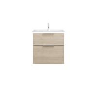 burgbad Eqio Slim lavabo en céramique avec meuble sous-lavabo et éclairage LED, 620x490x640mm, SHBU062F3180C0001G0146, SHBU062F3180C0001G0146, Colorazione: Rovere Decor Cashmere / Rovere Decor Cashmer