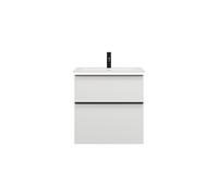 burgbad Eqio Slim lavabo en céramique avec meuble sous-lavabo et éclairage LED, 620x490x640mm, SHBU062F6582C0001G0252, SHBU062F6582C0001G0252, Colorazione: Bianco opaco / Bianco opaco, maniglia nera o
