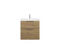 burgbad Eqio Slim lavabo en céramique avec meuble sous-lavabo et éclairage LED, 620x490x640mm, SHBU062F5662C0001G0146, SHBU062F5662C0001G0146, Colorazione: Decoro urbano in rovere / Decoro urbano in r