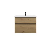 burgbad Eqio Slim lavabo en céramique avec meuble sous-lavabo et éclairage LED, 820x490x640mm, SHBU082F5662C0001G0252, SHBU082F5662C0001G0252, Colorazione: Rovere decoro Urban / Rovere decoro Urban, f