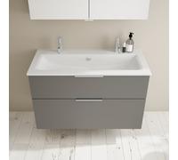 Burgbad Eqio slim lavabo in ceramica con mobile, 2 scomparti estraibili, SHBV102F6584C0001G0146, Eqio [Mobili da Bagno > Mobili con Doppio Lavabo]