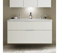 Burgbad Eqio slim lavabo in ceramica con mobile, 2 scomparti estraibili, SHBX122F2009C0001G0146, Eqio [Mobili da Bagno > Mobili da Bagno con Lavabo Integrato]