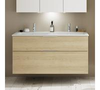 Burgbad Eqio slim lavabo in ceramica con mobile, 2 scomparti estraibili, SHBX122F3180C0001G0146, Eqio [Mobili da Bagno > Mobili da Bagno con Lavabo Integrato]