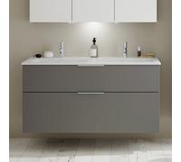 Burgbad Eqio slim lavabo in ceramica con mobile, 2 scomparti estraibili, SHBX122F6584C0001G0146, Eqio [Mobili da Bagno > Mobili da Bagno con Lavabo Integrato]