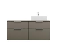 burgbad Eqio vasque à poser en céramique, carré, à droite, avec meuble sous-lavabo à 4 tiroirs, largeur 1400mm, SGUS140RF2010C0001G0146, SGUS140RF2010C0001G0146, Colorazione: Grigio lucido / Grigio lu