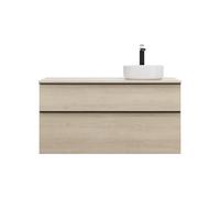 burgbad Eqio vasque à poser en céramique ronde, droite, avec meuble sous-lavabo 2 tiroirs, largeur 1200mm, SGUN120RF3180C0001G0252, SGUN120RF3180C0001G0252, Colorazione: Rovere decoro Cashmere / Rover