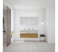 Burgbad Fiumo 2.0 mobile con doppio lavabo, con armadietto a specchio, SHHA142RF6928FOT2C0001G0223, Fiumo 2.0 [Mobili da Bagno > Set Mobili da Bagno]