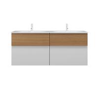 burgbad Fiumo double lavabo en fonte minérale avec meuble sous-lavabo, largeur 1420mm, SGGR142F3956G0223, SGGR142F3956G0223, Colorazione: Bianco opaco / Bianco opaco, maniglia bianca opaca G0223