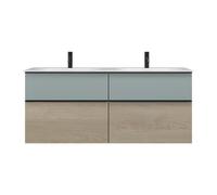burgbad Fiumo double lavabo en fonte minérale avec meuble sous-lavabo, largeur 1420mm, SGGR142F3959G0200, SGGR142F3959G0200, Colorazione: Rovere Decor Cashmere / Rovere Decor Cashmere Decor Cashmere,
