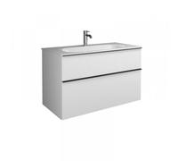 burgbad Fiumo, lavabo en fonte minérale avec meuble sous-lavabo, avec façade plissée largeur 1020mm, SFXN102F3956G0223, SFXN102F3956G0223, Colorazione: Bianco opaco / Bianco opaco, maniglia bianca opa