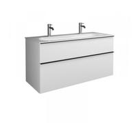 burgbad Fiumo, lavabo en fonte minérale avec meuble sous-lavabo, avec façade plissée largeur 1220mm, avec 2 trous pour robinet, SFXO122F3957G0200, SFXO122F3957G0200, Colorazione: Blu ghiaccio opaco / 