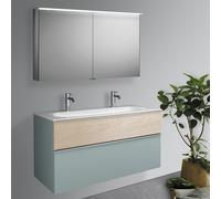 Burgbad Fiumo mobile con doppio lavabo, con armadietto a specchio, SFXW122F3957FOT45C0001G0146, Fiumo [Mobili da Bagno > Set Mobili da Bagno]