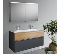 Burgbad Fiumo mobile con doppio lavabo, con armadietto a specchio, SFXW122F3958FOT52C0001G0146, Fiumo [Mobili da Bagno > Set Mobili da Bagno]