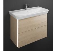 burgbad Iveo lavabo en céramique avec meuble sous-lavabo, avec éclairage LED pour meuble sous-lavabo, largeur : 1000mm, SFEY100F2747G0169, SFEY100F2747G0169, Colorazione: Rovere Decor Cashmere / Rover