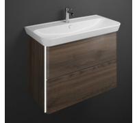 burgbad Iveo lavabo en céramique avec meuble sous-lavabo, avec éclairage LED pour meuble sous-lavabo, largeur : 1000mm, SFEY100F2748G0169, SFEY100F2748G0169, Colorazione: Decorazione Tartufo Castagno 
