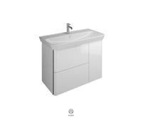 burgbad Iveo lavabo en céramique avec meuble sous-lavabo SFEZ100, version gauche, largeur : 1000mm, SFEZ100LF2833G0162, SFEZ100LF2833G0162, Colorazione: Bianco Lucido / Melamina Bianco, impugnatura ve
