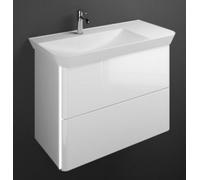 burgbad Iveo lavabo en fonte minérale avec meuble sous-lavabo, avec éclairage LED, version gauche, largeur : 1000mm, SFFU100LF2833G0169, SFFU100LF2833G0169, Colorazione: Bianco High Gloss / Melamina B
