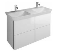 burgbad Iveo lavabo en fonte minérale avec meuble sous-lavabo, largeur : 1200mm, SFFX120F2833G0162, SFFX120F2833G0162, Colorazione: Bianco Lucido / Melamina Bianco, impugnatura verticale Grigio scuro