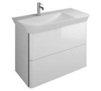 burgbad Iveo lavabo en fonte minérale avec meuble sous-lavabo, version gauche, largeur : 1000mm, SFEO100LF2833G0162, SFEO100LF2833G0162, Colorazione: Bianco Lucido / Melamina Bianco, impugnatura verti