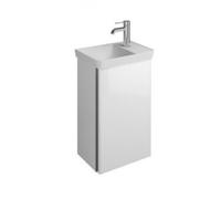 burgbad Iveo lavabo en fonte minérale avec meuble sous-lavabo, version gauche, largeur : 440mm, SFFZ044LF2833G0162, SFFZ044LF2833G0162, Colorazione: Bianco Lucido / Melamina Bianco, impugnatura vertic