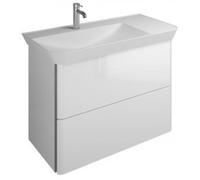 burgbad Iveo lavabo en fonte minérale avec meuble sous-lavabo, version gauche, largeur : 800mm, SFEO080LF2833G0162, SFEO080LF2833G0162, Colorazione: Bianco Lucido / Melamina Bianco, impugnatura vertic