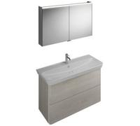 burgbad Iveo Set lavabo en céramique avec meuble sous-lavabo, largeur : 1200mm, SFHK120F2835G0161, SFHK120F2835G0161, Colorazione: Rovere Decor Merino / Rovere Decor Merino, impugnatura verticale Bian