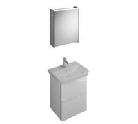 burgbad Iveo set lavabo en céramique avec meuble sous-lavabo, version droite, largeur : 650mm, SFHJ065RF2833G0162, SFHJ065RF2833G0162, Colorazione: Bianco Lucido / Melamina Bianco, impugnatura vertica