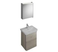 burgbad Iveo set lavabo en céramique avec meuble sous-lavabo, version droite, largeur : 650mm, SFHJ065RF2834G0162, SFHJ065RF2834G0162, Colorazione: Flanella rovere / flanella rovere, maniglia vertical