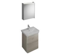 burgbad Iveo set lavabo en céramique avec meuble sous-lavabo, version droite, largeur : 650mm, SFHJ065RF2834G0161, SFHJ065RF2834G0161, Colorazione: Decorazione flanella di quercia / Decorazione flanel