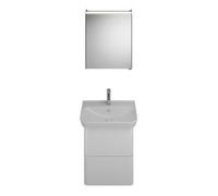 burgbad Iveo set lavabo en céramique avec meuble sous-lavabo, version droite, largeur : 650mm, SFHJ065RF2833G0161, SFHJ065RF2833G0161, Colorazione: Bianco Lucido / Melamina Bianco, impugnatura vertica