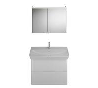 burgbad Iveo set lavabo en céramique avec meuble sous-lavabo, version gauche, largeur : 1000mm, SFHJ100LF2833G0161, SFHJ100LF2833G0161, Colorazione: Bianco Lucido / Melamina Bianco, impugnatura vertic
