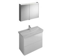 burgbad Iveo set lavabo en céramique avec meuble sous-lavabo, version gauche, largeur : 1000mm, SFHJ100LF2835G0198, SFHJ100LF2835G0198, Colorazione: Rovere Decor Merino / Rovere Decor Merino, manico v