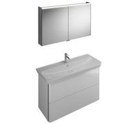 burgbad Iveo set vasque céramique avec meuble sous-lavabo, largeur : 1200mm, SFHJ120F2833G0162, SFHJ120F2833G0162, Colorazione: Bianco Lucido / Melamina Bianco, impugnatura verticale Grigio scuro G016