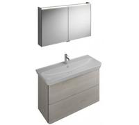 burgbad Iveo set vasque céramique avec meuble sous-lavabo, largeur : 1200mm, SFHJ120F2835G0162, SFHJ120F2835G0162, Colorazione: Rovere decoro Merino / Rovere decoro Merino, maniglia verticale striscia