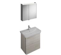 burgbad Iveo set vasque en céramique avec meuble sous-lavabo, version gauche, largeur : 800mm, SFHJ080LF2834G0162, SFHJ080LF2834G0162, Colorazione: Flanella rovere / flanella rovere, maniglia vertical