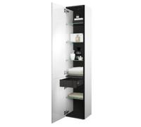 burgbad Junit Armoire hautt HSIF035, charnière à gauche, 2 portes et tiroir à l'anglaise, largeur : 350mm, HSIF035LF3148G0175, HSIF035LF3148G0175, Colorazione: Bianco Lucido Alto Lucido / Bianco Lucid