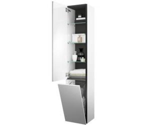 burgbad Junit Armoire hautt HSIG035, charnières à gauche, 1 porte, 1 compartiment à linge, largeur : 350mm, HSIG035LF3148G0175, HSIG035LF3148G0175, Colorazione: Bianco Lucido Alto Lucido / Bianco Luci