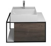 burgbad Junit lavabo en céramique avec meuble sous-lavabo SFKE076, version gauche, largeur : 765mm, SFKE076LF3152G0175, SFKE076LF3152G0175, Colorazione: Decorazione Tartufo Castagno / Decorazione Tart