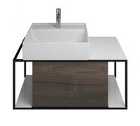 burgbad Junit lavabo en céramique avec meuble sous-lavabo SFKE090, version gauche, largeur : 900mm, SFKE090LF3152G0175, SFKE090LF3152G0175, Colorazione: Decorazione Tartufo Castagno / Decorazione Tart