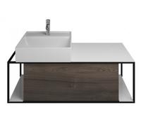 burgbad Junit lavabo en céramique avec meuble sous-lavabo SFKE120, version gauche, largeur : 1200mm, SFKE120LF3152G0175, SFKE120LF3152G0175, Colorazione: Decorazione Tartufo Castagno / Decorazione Tar