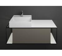 burgbad Junit lavabo en céramique avec meuble sous-lavabo SFKQ120, avec éclairage LED du meuble sous-lavabo, version gauche, largeur : 1200mm, SFKQ120LF3149G0175, SFKQ120LF3149G0175, Colorazione: Grig
