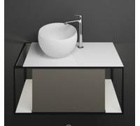 burgbad Junit lavabo en fonte minérale avec meuble sous-lavabo SFKR090, version à gauche, avec éclairage LED, largeur : 900mm, SFKR090LF3149G0175, SFKR090LF3149G0175, Colorazione: Grigio Lucido Alto L