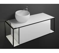 burgbad Junit lavabo en fonte minérale avec meuble sous-lavabo SFKR120, version à gauche, avec éclairage, largeur : 1200mm, SFKR120LF3148G0175, SFKR120LF3148G0175, Colorazione: Bianco Lucido Alto Luci