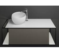 burgbad Junit lavabo en fonte minérale avec meuble sous-lavabo SFKR120, version à gauche, avec éclairage, largeur : 1200mm, SFKR120LF3149G0175, SFKR120LF3149G0175, Colorazione: Grigio Lucido Alto Luci