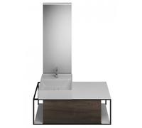 burgbad Junit set lavabo en céramique avec meuble sous-lavabo, version droite, avec miroir éclairé SFLF120, largeur : 1200mm, SFLF120RF3152G0175, SFLF120RF3152G0175, Colorazione: Decorazione Tartufo C