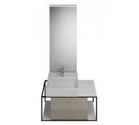 burgbad Junit set lavabo en céramique avec meuble sous-lavabo, version droite, avec miroir éclairé SFLF090, largeur : 900mm, SFLF090RF3151G0175, SFLF090RF3151G0175, Colorazione: Decorazione quercia Fl