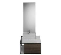 burgbad Junit set lavabo en céramique avec meuble sous-lavabo, version droite, avec miroir éclairé SFLF076, largeur : 765mm, SFLF076RF3152G0175, SFLF076RF3152G0175, Colorazione: Decorazione Tartufo Ca