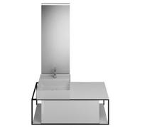 burgbad Junit set lavabo en céramique avec meuble sous-lavabo, version gauche, miroir éclairé SFLF120 inclus, largeur : 1200mm, SFLF120LF3148G0175, SFLF120LF3148G0175, Colorazione: Bianco Lucido Alto